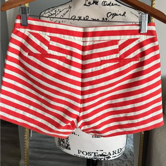 J. Crew | Shorts | J Crew Orangered And White Striped Shorts Size 4 - Picture 4 of 8